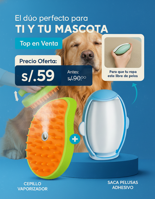 Pack Cepillo vaporizador y Saca Pelusas Adhesivo